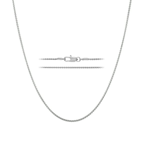 KISPER 1.5mm Wheat Chain Necklace for Men & Women, Silver-Tone Brass, Thin Lobster Clasp Necklace, 16"