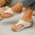 thumbnail image 5 of Miluxas Wedge Sandals for Women Summer Casual T Straps Clip Toe Flip Flops Lightweight Comfortable Ladies Beach Shoes Slides White 8.5(41), 5 of 9