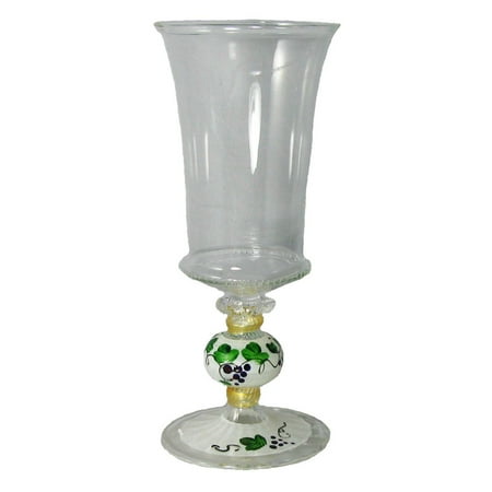 - Set of 2 Grapes and Vines Clear Drinking Goblets with Hand Painted Stem 7.75