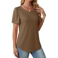 thumbnail image 3 of Fantaslook Women Blouses Dressy Casual Summer Short Sleeve Shirts Crew Neck Pleated Tunic Tops, 3 of 8