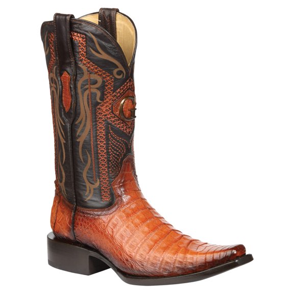 El General Men's Exotic Caiman Belly Cowboy Boots - Cognac 45080
