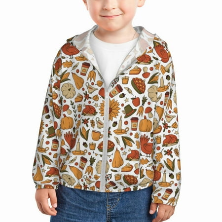 

Zeuib Thanksgiving Food Print Girls & Boys Sun Protection Hoodie with UPF 50+ Children’s Quick-Dry Jacket Perfect for Outdoor Activities-5 Years