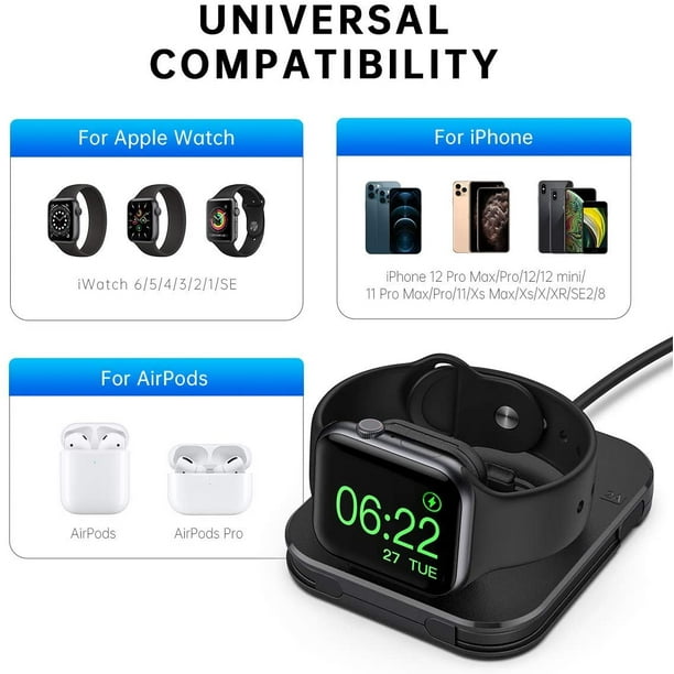 Chargeur de Poche pour Apple Watch, 4, 3, 2 et 1, Ultra-Compact