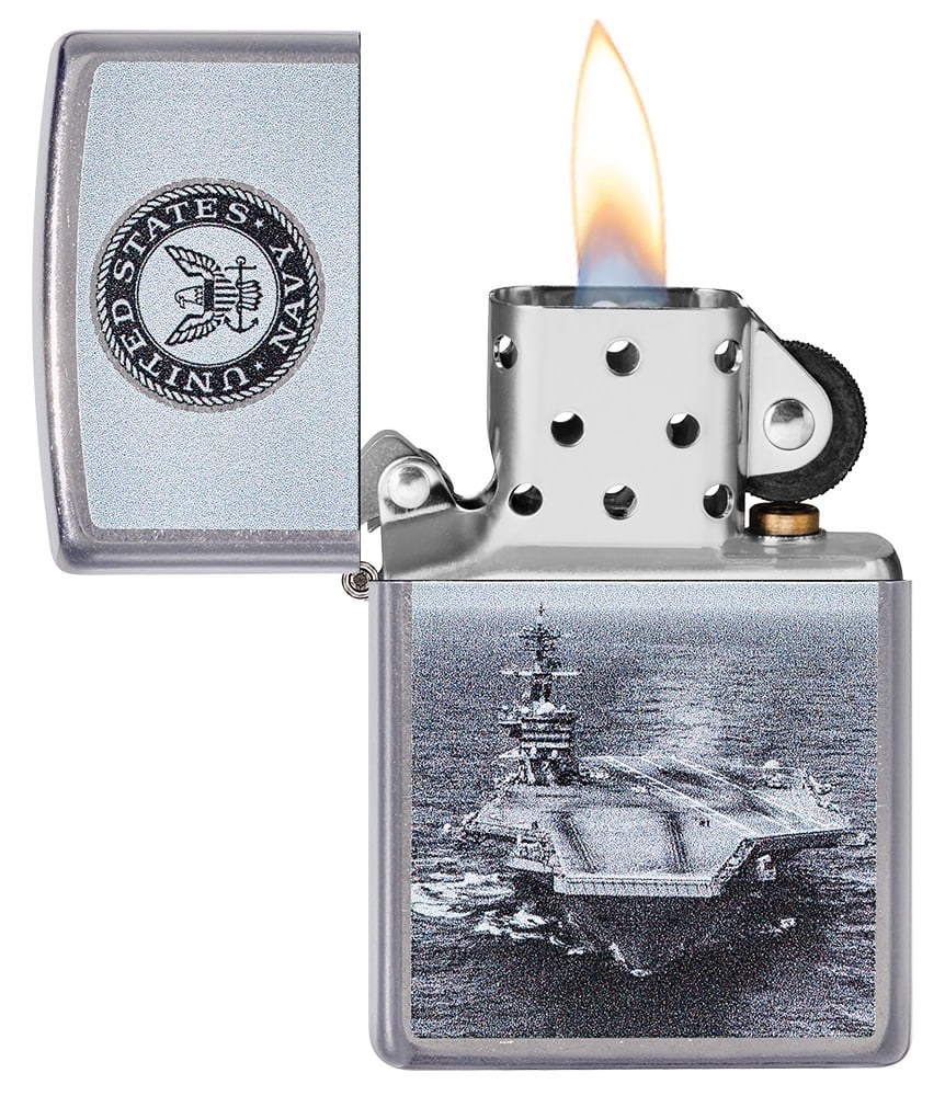 Zippo U.S. Navy Aircraft Carrier Street Chrome Pocket Lighter