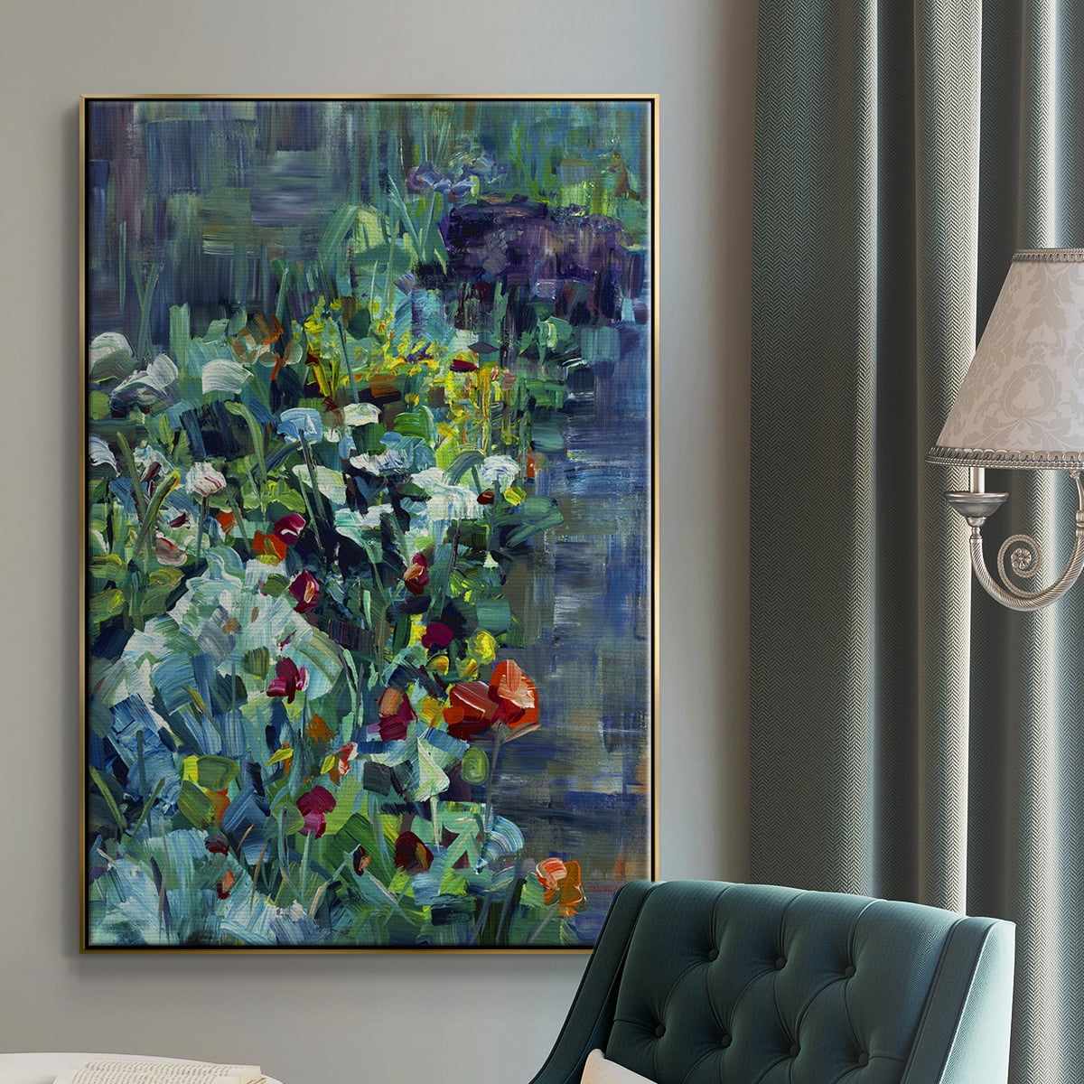 Lots of Love in the Garden Framed Premium Gallery Wrapped Canvas - Ready to Hang - 25 x 37 - Gold Floating Frame