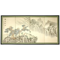 6ft. Long Handpainted Chinese Silk Wall Art Screen - Mountain Landscape