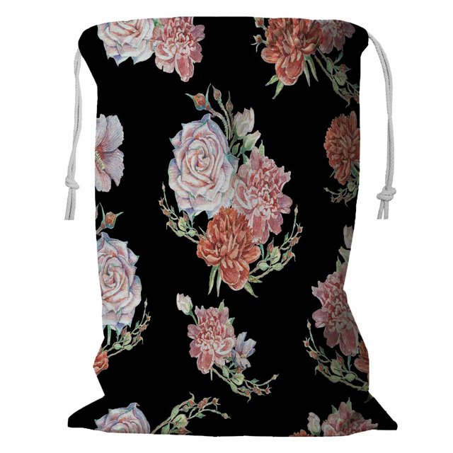 Bolsa de lavandería ABPHQTO Bright Cream Roses Pink Red Peonies con cordón 45x60 cm