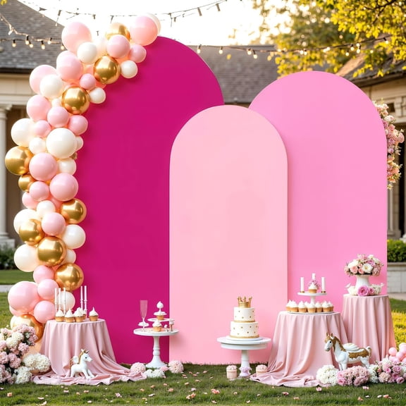 Set of 3 Arch Backdrop Covers(6ft, 5ft, 4ft) - Stretchy Spandex Backdrop Arch Stand Cover for Shower,Wedding,Party Decor Chiara Cover with Double-Sided Design()