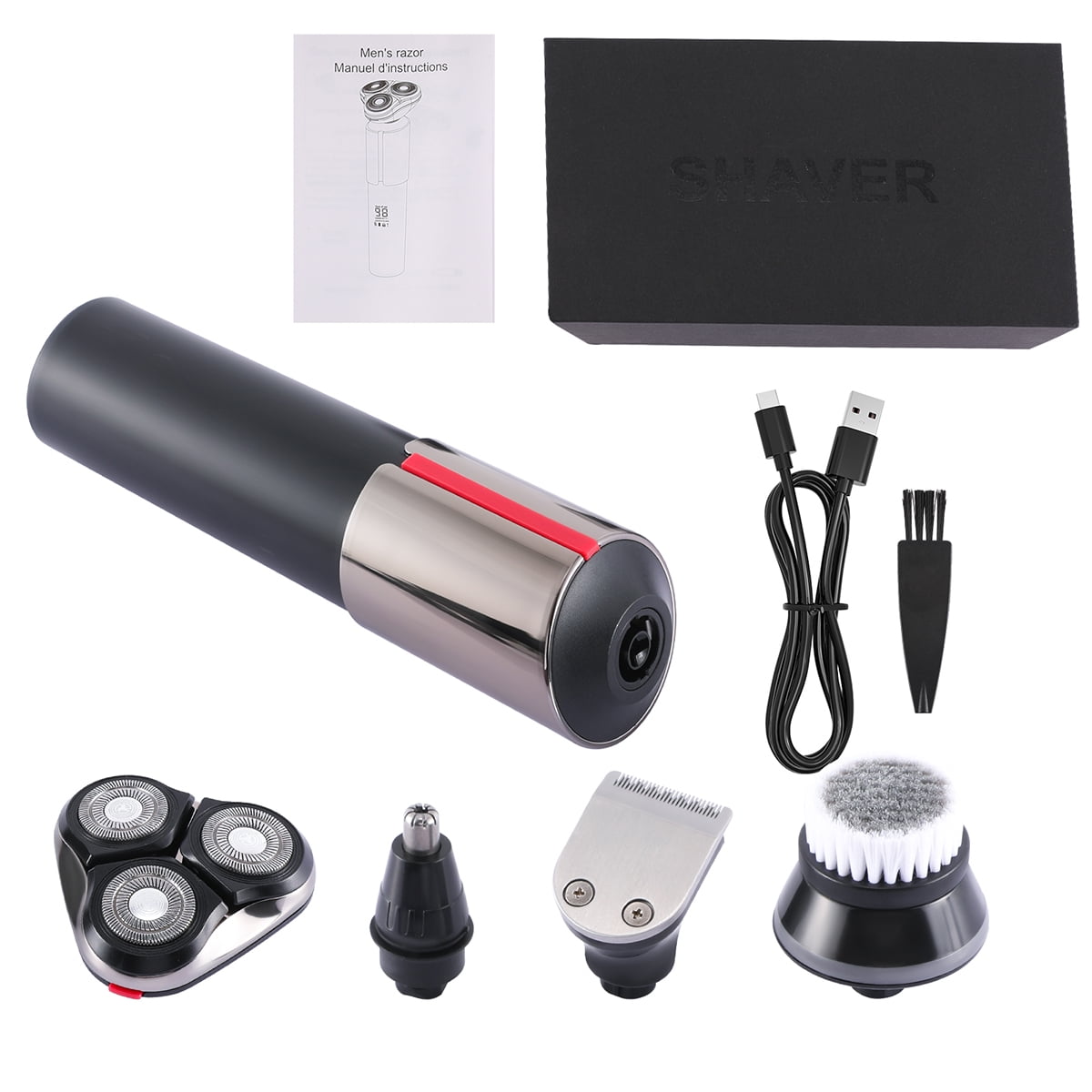 BFVV Electric Shaver Razor - Cordless 5-in-1 Grooming Kit (Beard/Facial/Nose Trimmer) for Men, Waterproof, Dry & Wet Shaving, 3D Floating Blades - Electric Trimmer, Rechargeable Shaver