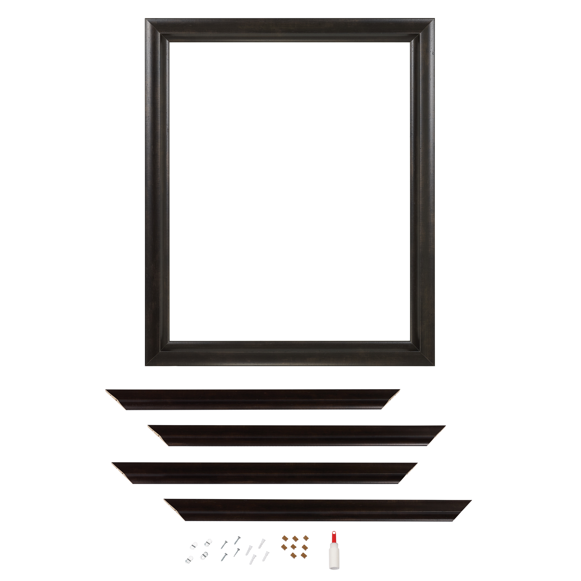 Zenna Home Decorative Mirror Framing Kit, with Beveled Edges, 30 x 36 in., Espresso