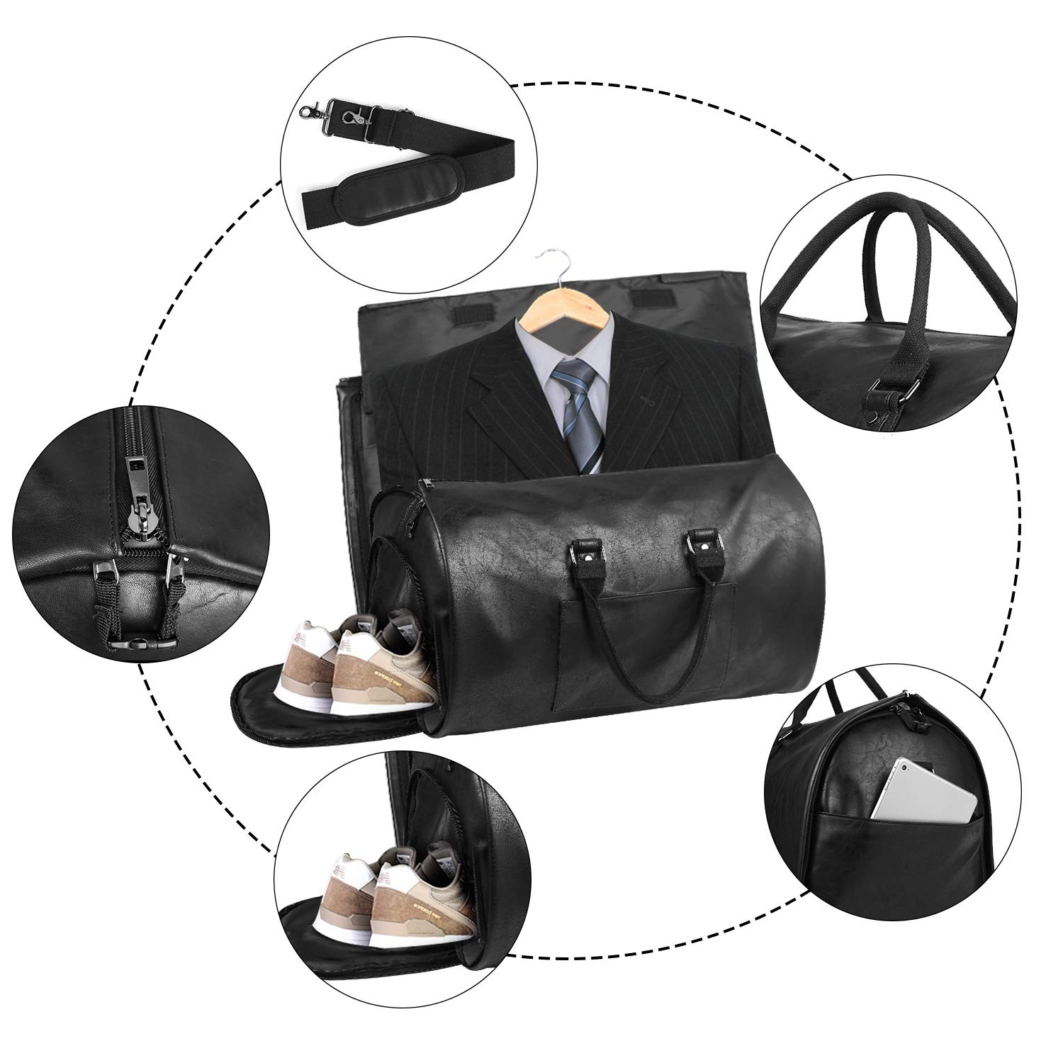 seyfocnia Convertible Travel Garment Bag,Carry on Garment Duffel Bag for Men Women - 2 in 1 Hanging Suitcase Suit Business Travel Bag