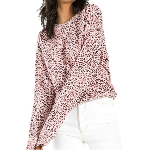 n:philanthropy Womens Lauren Leopard Sweatshirt, Pink, Small