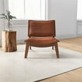 thumbnail image 3 of Allora Mid-Century Wood/Leather Accent Chair in Cognac Tan/Walnut, 3 of 5