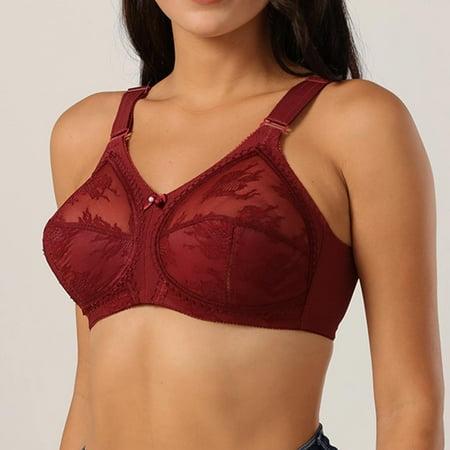 Ukumplol Womens Push Up Bras Push Up Bras for Women Lace Underwear for Women European and American Full Cup Bra Classic Sponge Lace Transparent Underwear Supportive Bras for Women Wine 110CD