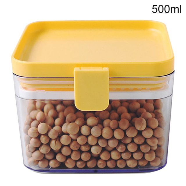 Clear Plastic Sealed Food Tank Moisture-proof Fresh-keeping Storage Box Snack Cereal Jar Container Yellow M