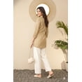 thumbnail image 4 of DWEEP SARA Haut Régulier pour Femmes en Mélange de Coton Beige à Imprimé Floral / Kurti Court / Tunique – Col en V, TG-42, 4 of 6