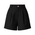 thumbnail image 4 of Women's Plus Size Solid Color Bermuda Shorts High Waist Straight Fit Casual Dressy Work Shorts with Pockets Black, 4 of 5