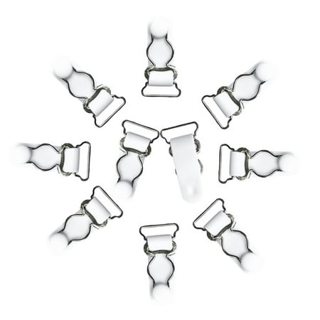 

10Pcs Handmade Adjustable Women Garter Straps Thigh High Stockings Belt Clips - White 20mm