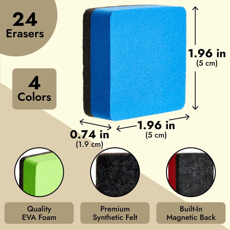 24 Pack Magnetic Dry Erase Erasers – Bone-Shaped Whiteboard Cleaners For Kids, Office & Classroom