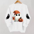 thumbnail image 4 of TKLPEHG Women's Sweatshirts Halloween Long Sleeve Cute Ghost Pumpkin Graphic Sweatshirt Crew Neck Fall Fashion Casual Pullover (White,XS), 4 of 6