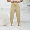 thumbnail image 5 of ABATAB Women's Cargo Pants Hiking Lightweight Travel Trousers with Pockets Joggers Loose Drawstring Workout Tapered Pants, 5 of 7