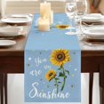 thumbnail image 3 of Table Runners 70 Inches Long Dress Scarves, Light Blue Sunshine Sunflower Farmhouse Coffee/Dining/Kitchen Table Decor, Holiday Table Runner, Pastoral Bees Farmhouse Floral 13x70 Inch, 3 of 9