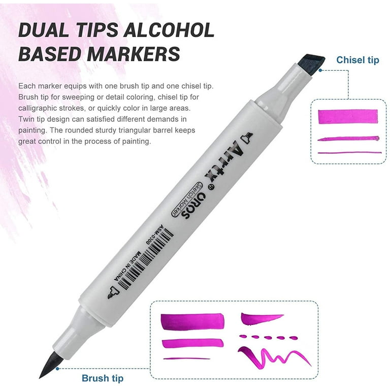 80Colors Dual Tip Alcohol Marker Pen Set - Perfect for Art, Design