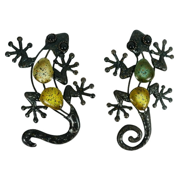 Metal Gecko Outdoor Wall Decor lizards Garden Art Hanging Sculpture Patio