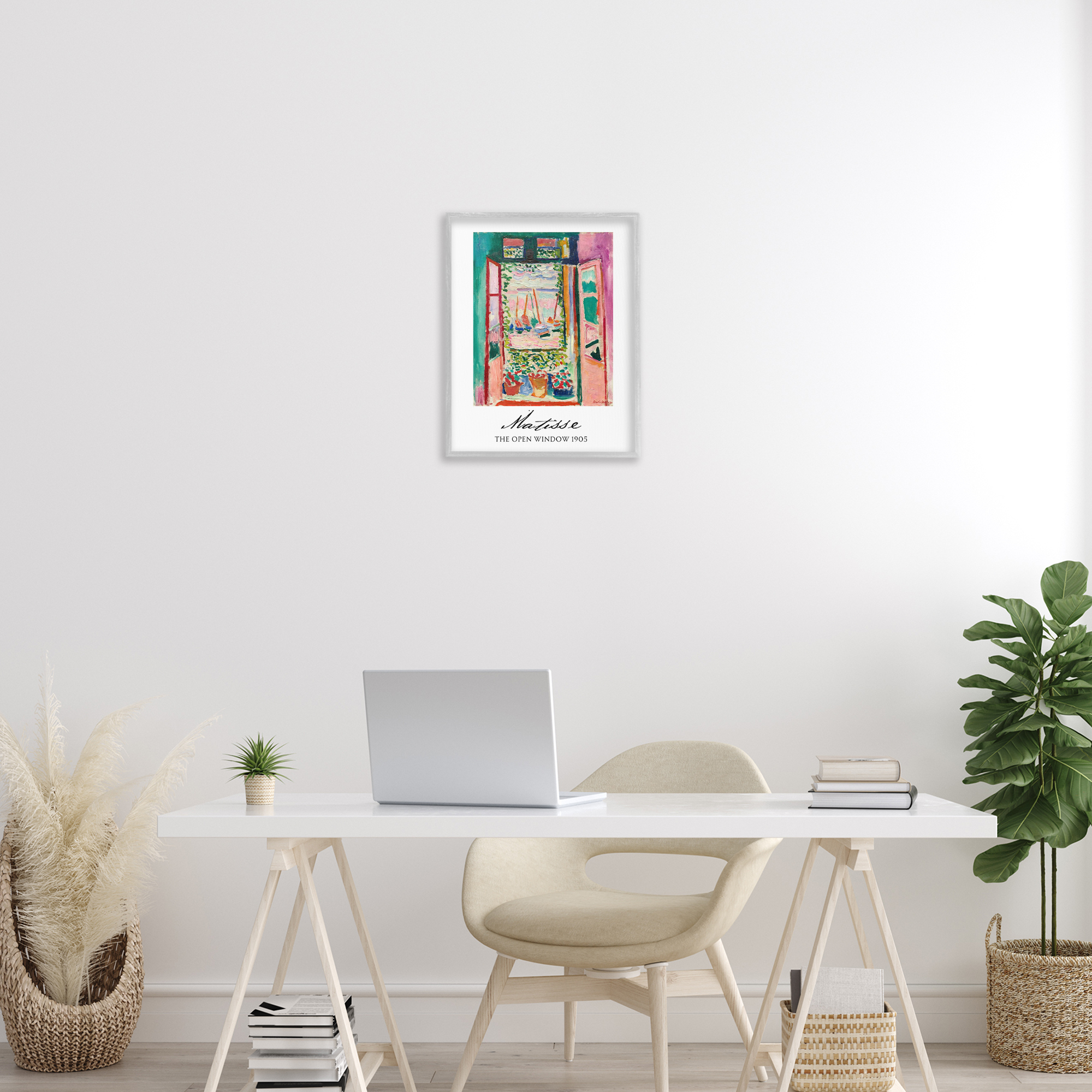 The Open Window Matisse Gray Framed Giclee Art, design by Vintage Hustle