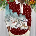 thumbnail image 2 of Mens Christmas Shirts Tops 3D Digital Printing Holiday Lapel Half Zipper Long Sleeve Mens Formal Shirts,I,M, 2 of 4