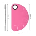 thumbnail image 4 of Unique Bargains 1 Set Foundation Spatula and Palette Set Durable Semicircle Makeup Artist Tools Pink Silver Tone, 4 of 5
