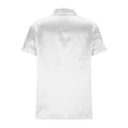 thumbnail image 6 of ClodeEU Women's Satin Half Button Notched Lapel Short Sleeve Shirts,Casual Office Blouse White,Womens Plus XL, 6 of 8