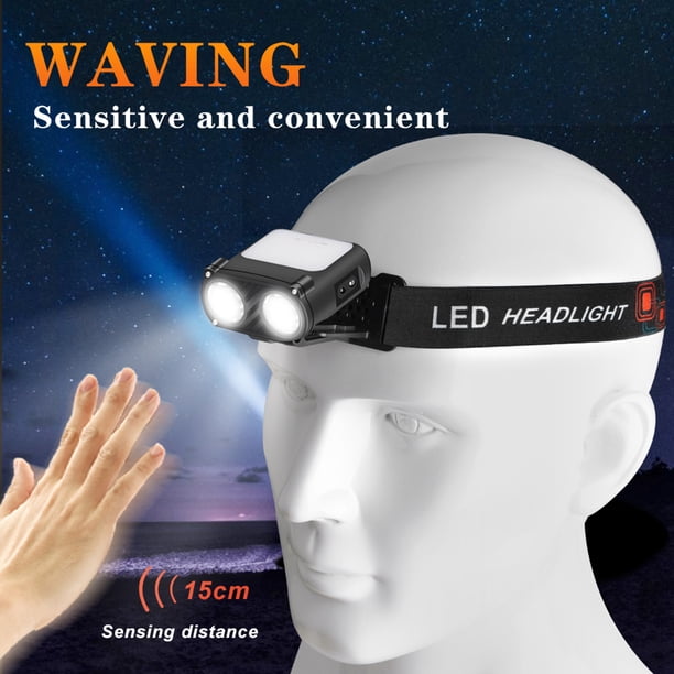 Linterna frontal LED COB de doble haz 1200 mAh portátil para pesca de emergencia (negro) Ehuebsd Para estrenar