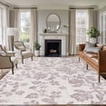 thumbnail image 2 of Farmhouse Flower Large Area Rugs for Bedroom Living Room, Soft Non Slip Carpet Bedside Rug, Botanical Vintage Purple Leaf Plant Rectangular Floor Cover Kitchen Accent Rug 8'x10' for Office, 2 of 9