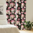 thumbnail image 2 of Ambesonne Skulls and Roses Curtains, Peonies on Skull, Pair of 28"x84", Pink Laurel Green Black, 2 of 5