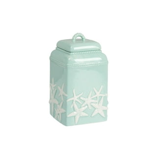 MyGift Vintage Turquoise Ceramic Kitchen Jar with Lid, Cookie Jar Storage  Containers Airtight with Embossed Star and Bird Design