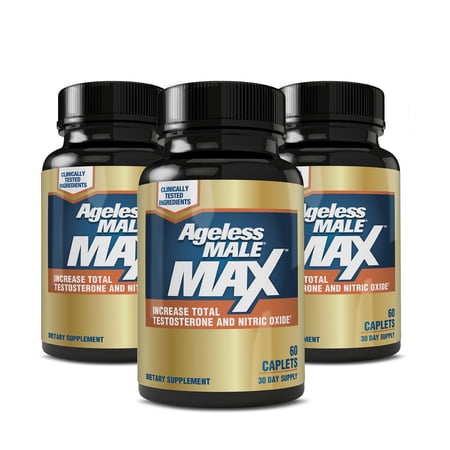 (3 pack) (3 pack) Ageless Male Max Total Testosterone & Nitric Oxide Booster, Capsules, 60 Ct.