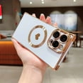 thumbnail image 2 of Magnetic Case for iPhone 16, Women Girls Luxury Plating Cute Love Heart Slim Fit Lightweight Cover Full Camera Lens Protection Compatible with MagSafe Case for iPhone 16, White, 2 of 11