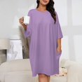 thumbnail image 2 of Lilac Purple Sleepshirts For Sleeping Travels Loose Sleepdress Pajama Dress Soft Nightdress Sleepwear, 2 of 7