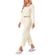 thumbnail image 4 of Conjunto de pijama de mujer de tres piezas: top de tirantes, pantalones largos y cárdigan de manga larga en blanco y rosa con lazo, 4 of 5