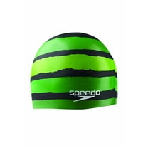 Speedo Silicone 'Flash Forward' Swim Cap, Adult, Black/Green