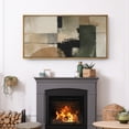thumbnail image 2 of Large Framed Canvas Wall Art Print Neutral Abstract Landscape with Green and Black Accents for Living Room Decoration - 60"x30" Natural Frame, 2 of 7