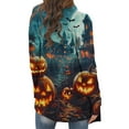 thumbnail image 3 of Ounisa Women's Knitting Cardigan Thanksgiving Halloween Cat Pumpkin Ancient Castle Bat Moon Gradient Printed Long Sleeve Casual Tops Cardigan Outerwear Coat Jacket, 3 of 6