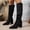Black, variant on Women's Chunky Heel Knee High Boots, Fall Winter Pointed Toe Chunky Heel Side Zipper Boots with Breathable Lining, Trendy Footwear for Daily Leisure