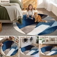 thumbnail image 5 of Round Rugs 5Ft, Navy Blue Round Area Rug Washable Indoor Throw Carpet, Contemporary Modern Geometric Abstract Soft Non Slip Circle Rug for Cabinet Bathroom Home Decor Aesthetic, 5 of 8