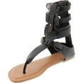 thumbnail image 2 of Wild Diva TANAYA-540 Women's T-strap Buckle Gladiator Back Zip Flat Thong Sandal, Black, 7.5, 2 of 4