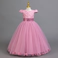 thumbnail image 2 of Gunia Flower Girl Dresses Elegant Long With Lace Trim Party Gown Formal Pink Dress For Girls 3-12 Years, 2 of 7