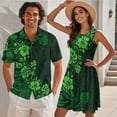 thumbnail image 2 of Jeiento Couples Outfits Matching Sets Polynesian Flower Women Hawaiian Dress Green Hawaiian Luau Shirt for Men Plus Size Couples Cruise Matching Outfits, 2 of 6