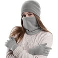 thumbnail image 1 of MIASHUI Winter Hat, Scarf, and Gloves Three-Piece Set, Unisex Outdoor Thick Cold Protection Scarf, Plush Ear Knit Scarf GY2, 1 of 5