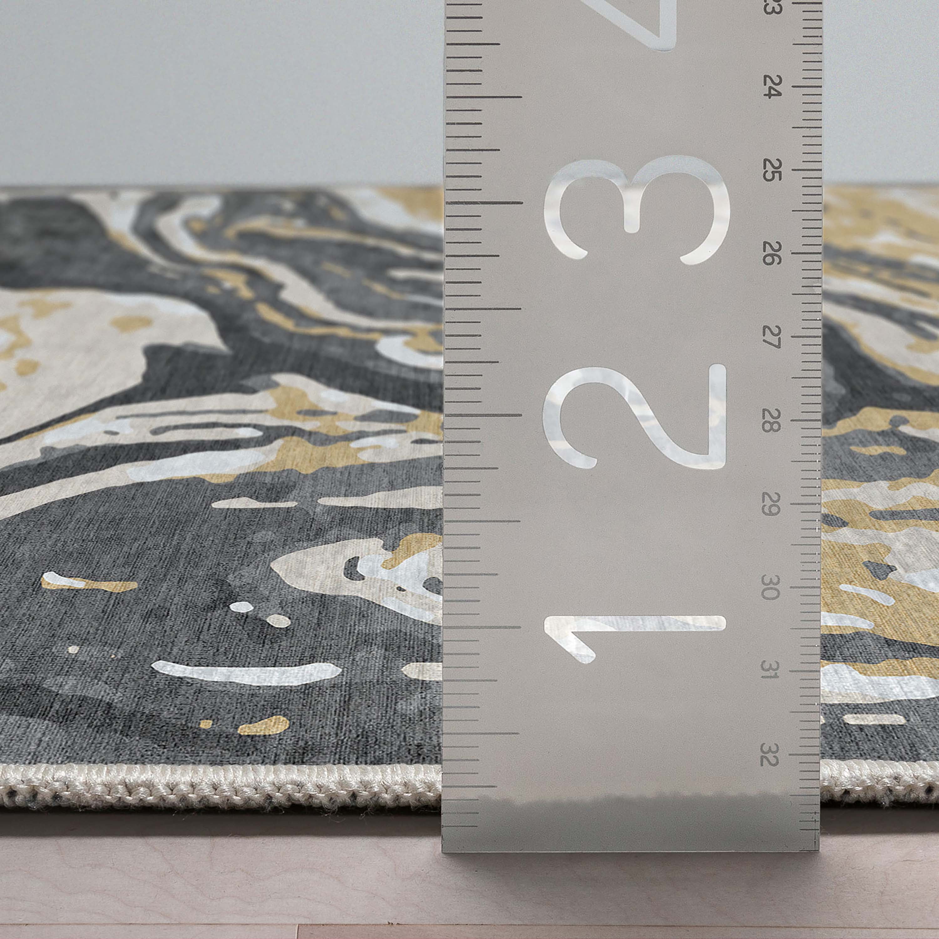 Well Woven Abstract Harmony Modern Stripes Pattern Gold Brown Flat-Weave Easy to Clean 5'3" x 7'3" Area Rug